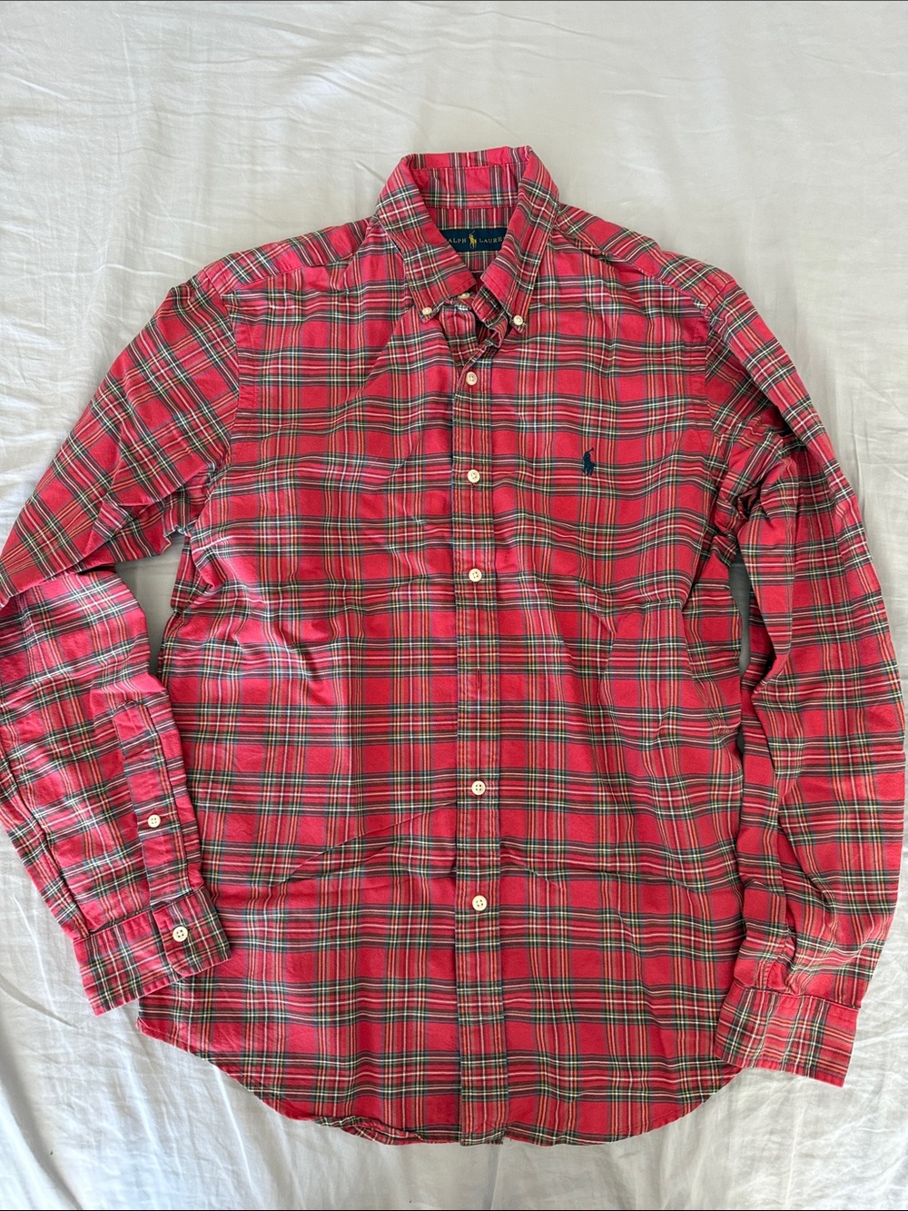 Ralph Lauren Red and Green Plaid Button-Down Shirt